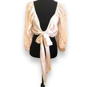 Cotton Candy LA Beige Tie Up Blouse Women’s Small